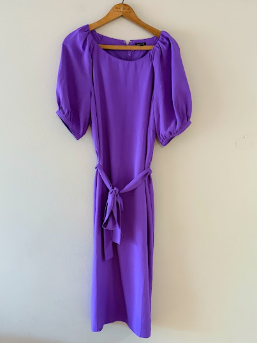 NWOT Ann Taylor Purple Puff Sleeve Midi Dress, Sz 10